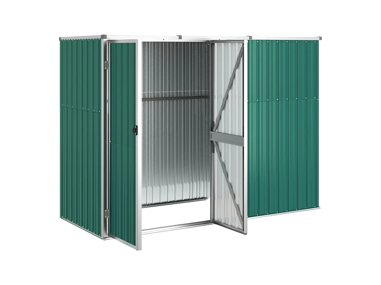 Abrigo de jardim, cabana, casa de armazenamento, galpão ao ar livre, ferramentas robustas 225 x 89 x 161 cm aço galvanizado verde 02_0022430