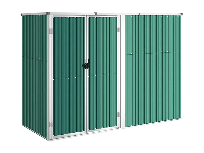 Abrigo de jardim, cabana, casa de armazenamento, galpão ao ar livre, ferramentas robustas 225 x 89 x 161 cm aço galvanizado verde 02_0022430