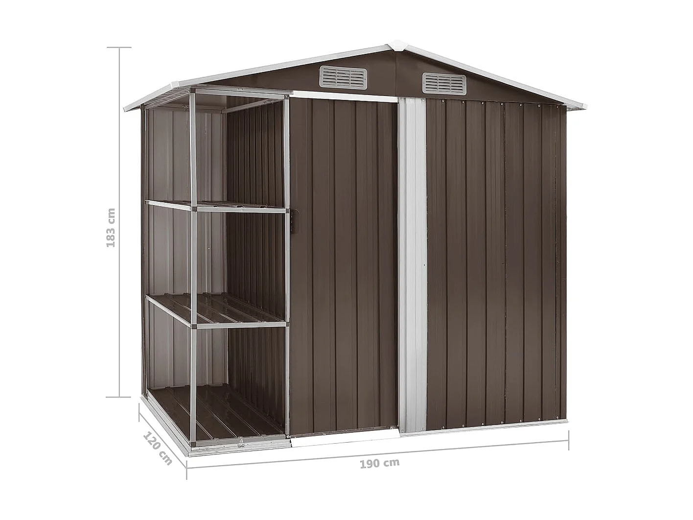 Casetta da giardino Capannone per cabina Capannone per la casa Capannone per esterni Robusto attrezzi con ripiano 205 x 130 x 183 cm Ferro marrone 02_0022224