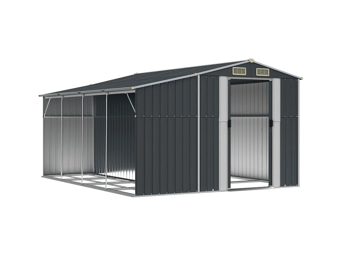 Casetta da giardino casetta per capanni casetta per ripostigli casetta per attrezzi da esterno robusta 277 x 365,5 x 179 cm acciaio zincato antracite 02_0022213