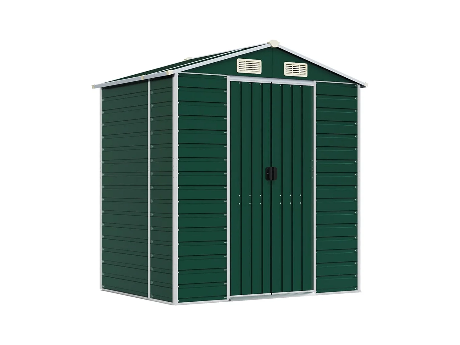 Abrigo de jardim, cabana, casa de armazenamento, galpão ao ar livre, ferramentas robustas 191 x 130 x 198 cm aço galvanizado verde 02_0022347