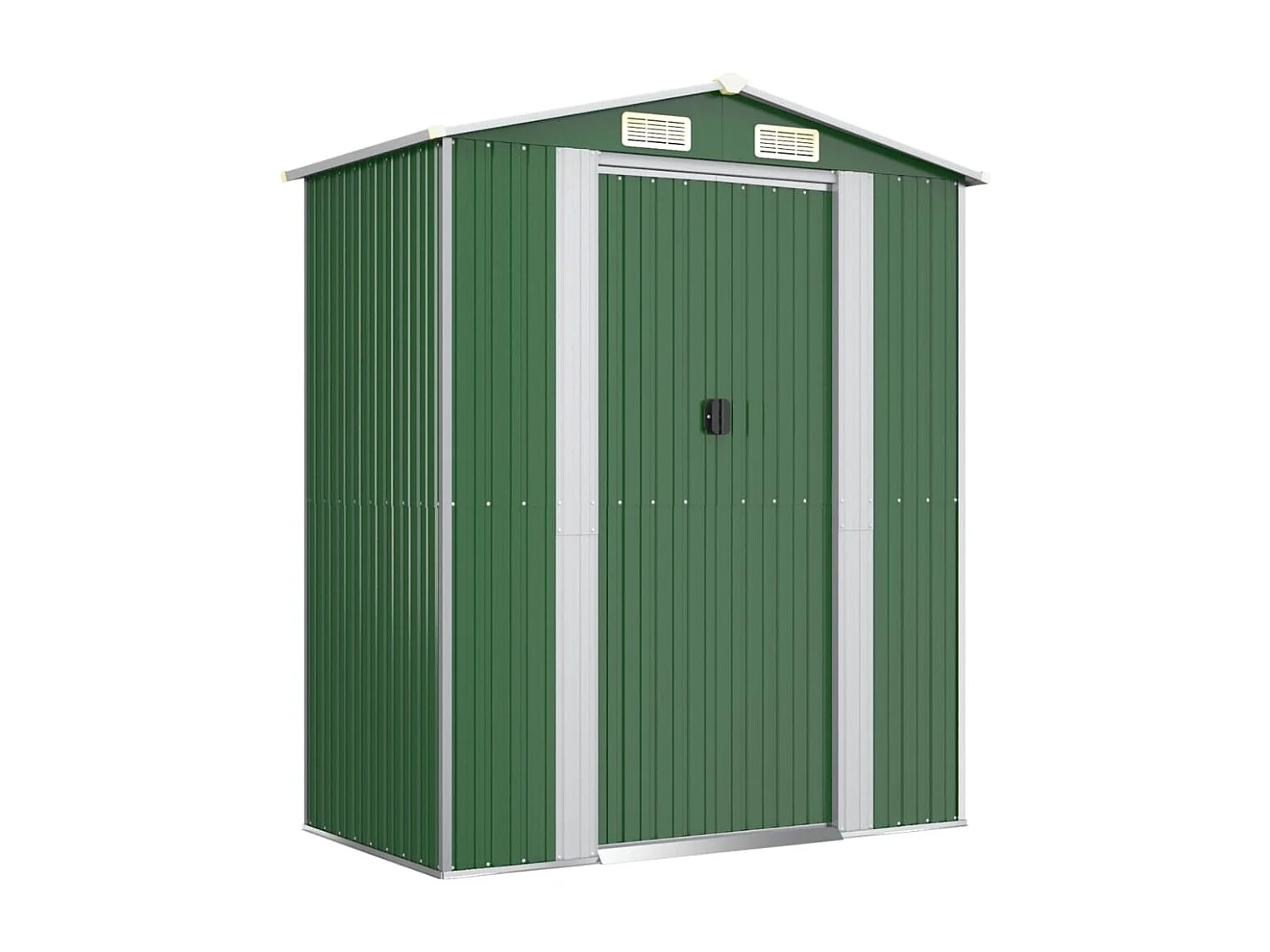 Abrigo de jardim, cabana, casa de armazenamento, galpão ao ar livre, ferramentas robustas 192 x 108 x 223 cm aço galvanizado verde 02_0022359