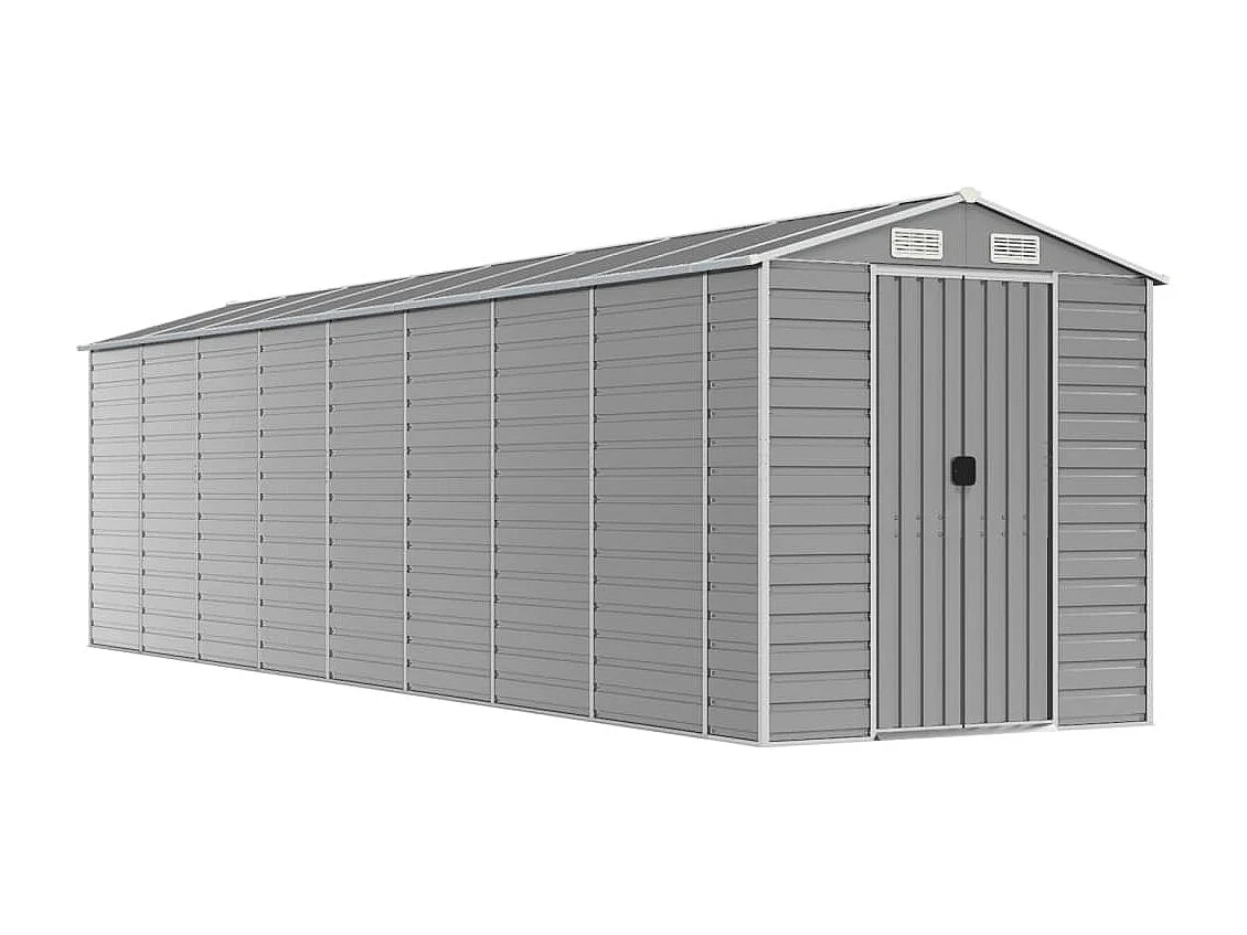 Casetta da giardino cabina ripostiglio casetta da esterno robusta casetta per attrezzi colore chiaro 191 x 810 x 198 cm acciaio zincato grigio 02_0022249