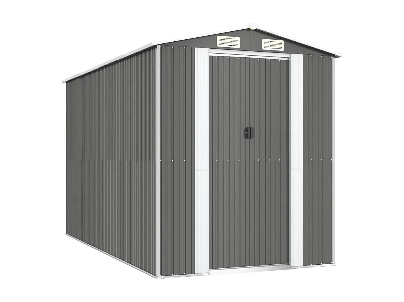 Galpão de jardim Cabine Galpão Casa de armazenamento Galpão ao ar livre Ferramentas Robusto Transparente 192 x 357 x 223 cm Aço Galvanizado Cinza 02_0022257