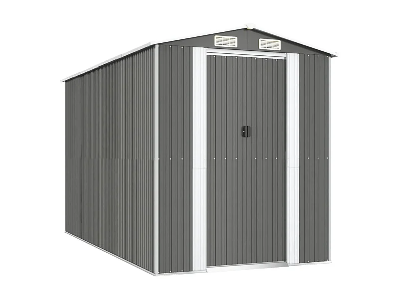 Galpão de jardim Cabine Galpão Casa de armazenamento Galpão ao ar livre Ferramentas Robusto Transparente 192 x 357 x 223 cm Aço Galvanizado Cinza 02_0022257