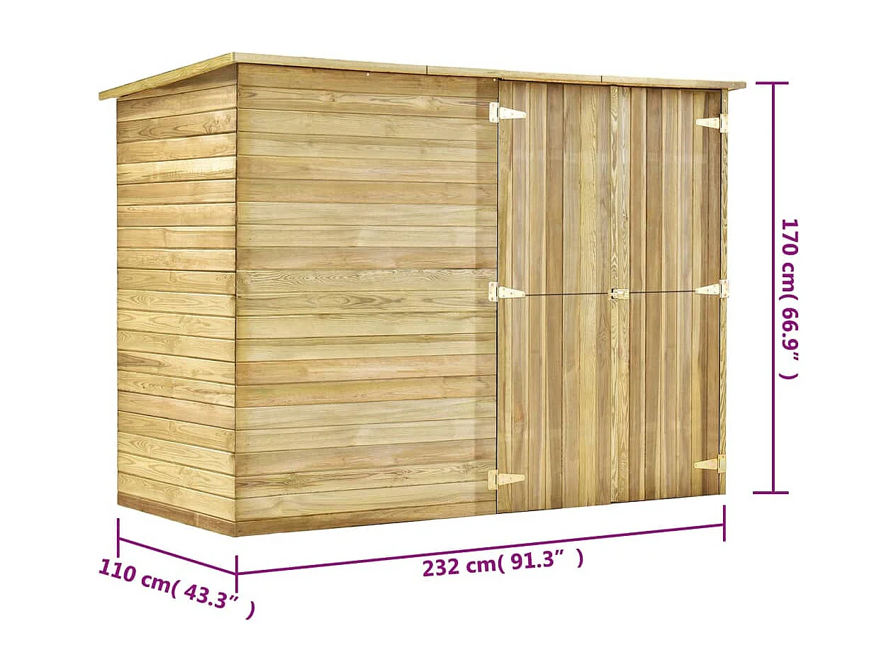 Abri à vélo de bois marron 232 x 110 x 170 cm 02_0022433