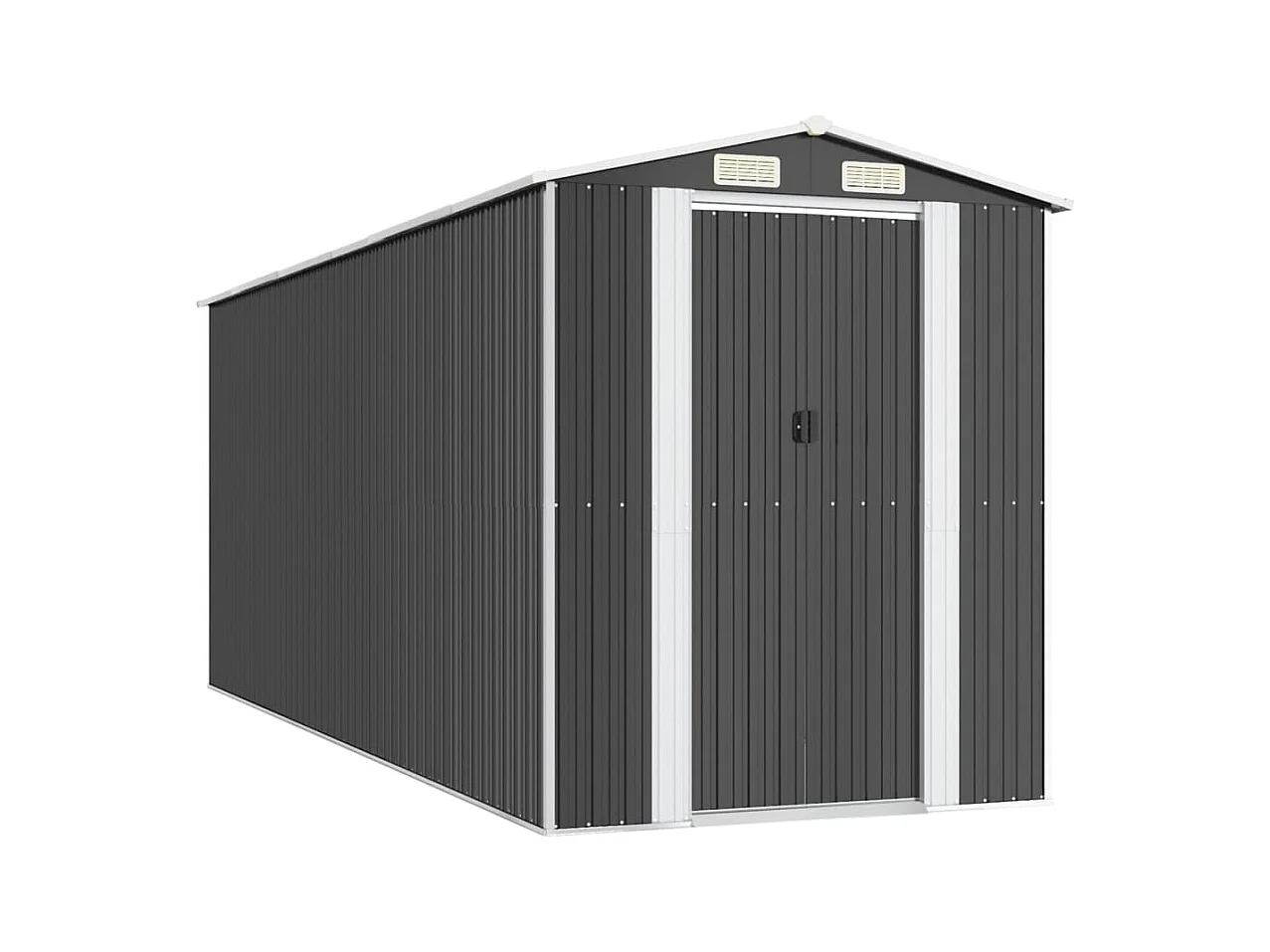 Abrigo de jardim, cabana, casa de armazenamento, galpão ao ar livre, ferramentas robustas 192 x 523 x 223 cm aço galvanizado antracite 02_0022200