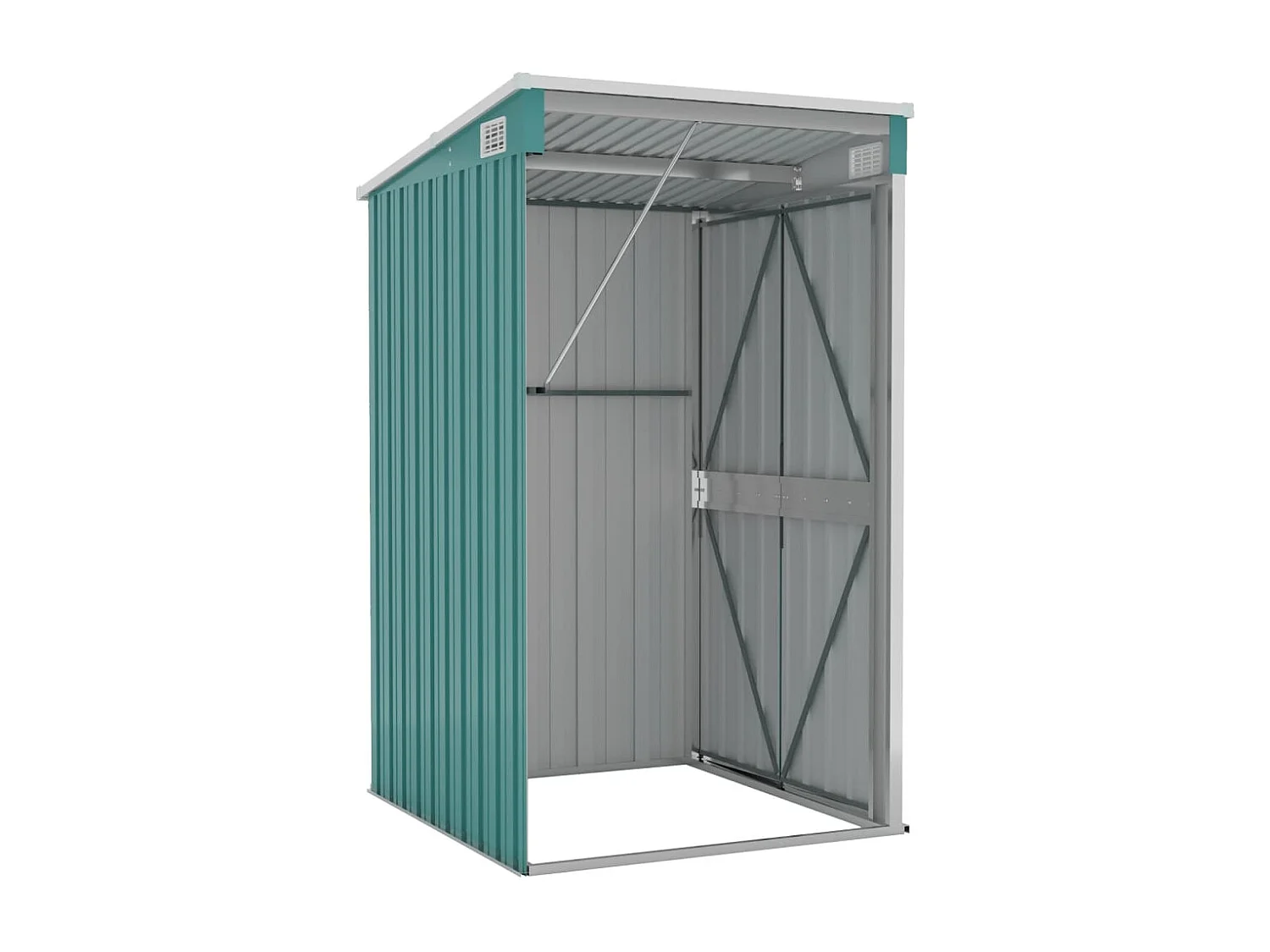 Casetta da giardino a parete 118 x 100 x 178 cm in acciaio zincato verde 02_0044058