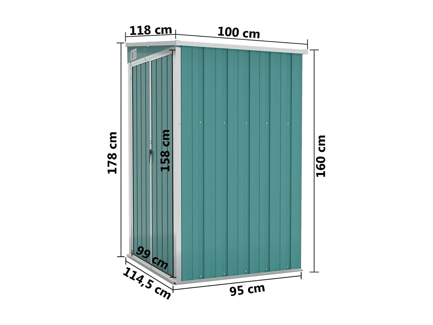 Casetta da giardino a parete 118 x 100 x 178 cm in acciaio zincato verde 02_0044058