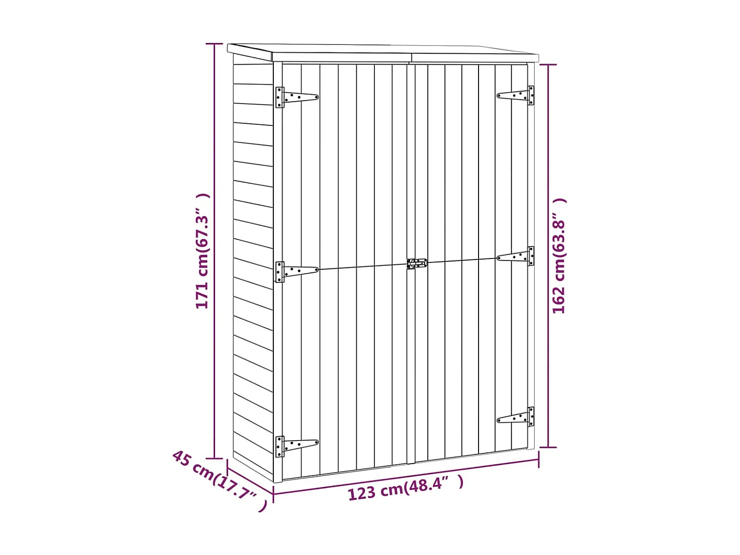 Abri de jardin cabane bois marron 123 x 45 x 171 cm 02_0022401