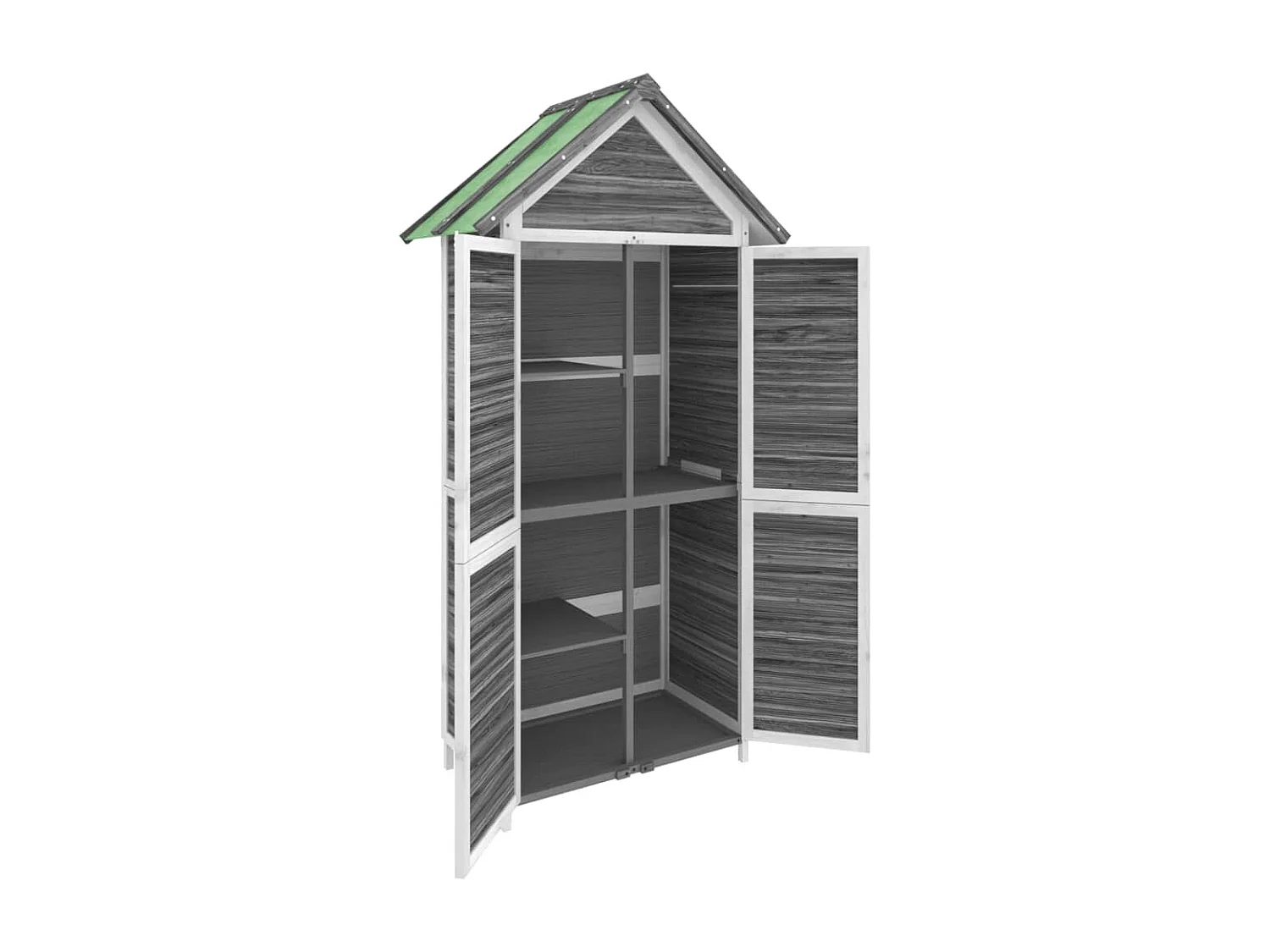 Abrigo de jardim, cabana, casa de armazenamento, galpão ao ar livre, ferramentas robustas 89 x 52,5 x 175 cm, madeira maciça, pinho cinza 02_0022419