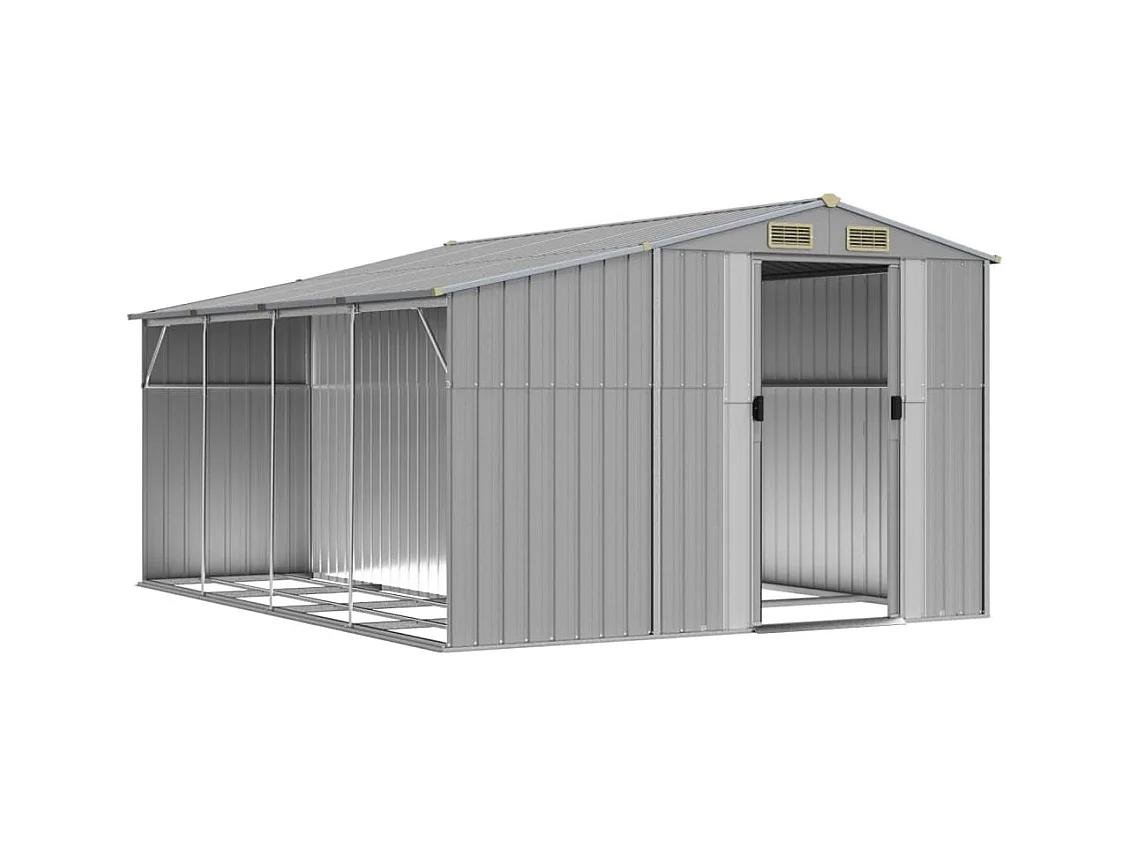 Casetta da giardino casetta per capanni casetta per riporre gli attrezzi casetta per esterni robusta 277 x 365,5 x 179 cm acciaio zincato grigio 02_0022238