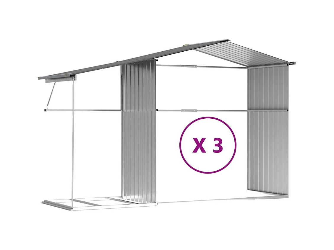 Casetta da giardino casetta per capanni casetta per riporre gli attrezzi casetta per esterni robusta 277 x 365,5 x 179 cm acciaio zincato grigio 02_0022238
