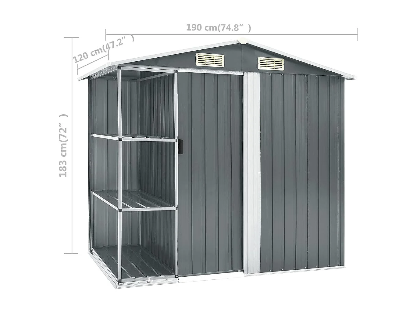 Abri de jardin cabane grise 205 x 130 x 183 cm 02_0022223