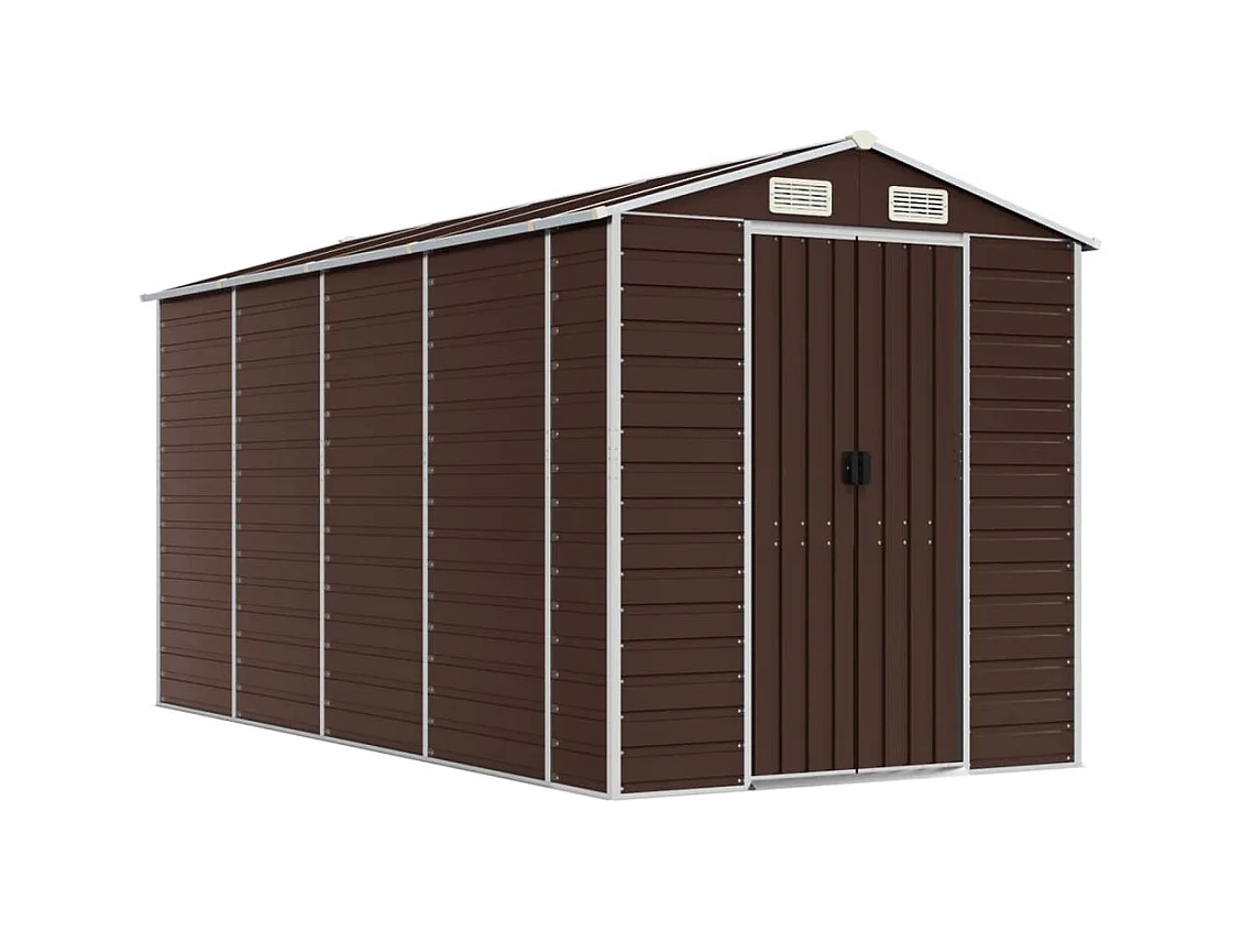Casetta da giardino casetta per capanni casetta per riporre gli attrezzi casetta per esterni robusta 191 x 385 x 198 cm acciaio zincato marrone 02_0022271