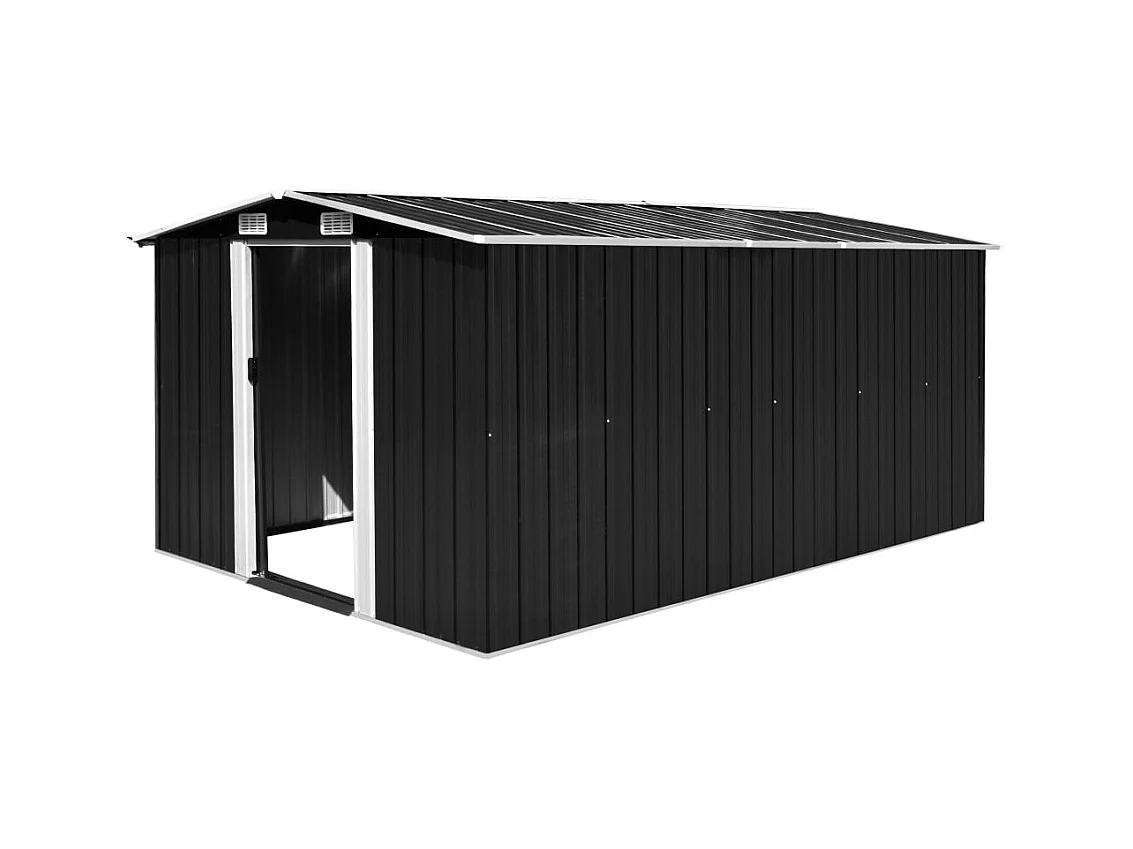 Abrigo de jardim, cabana, casa de armazenamento, galpão ao ar livre, ferramentas robustas 257 x 392 x 181 cm, metal antracite 02_0022166