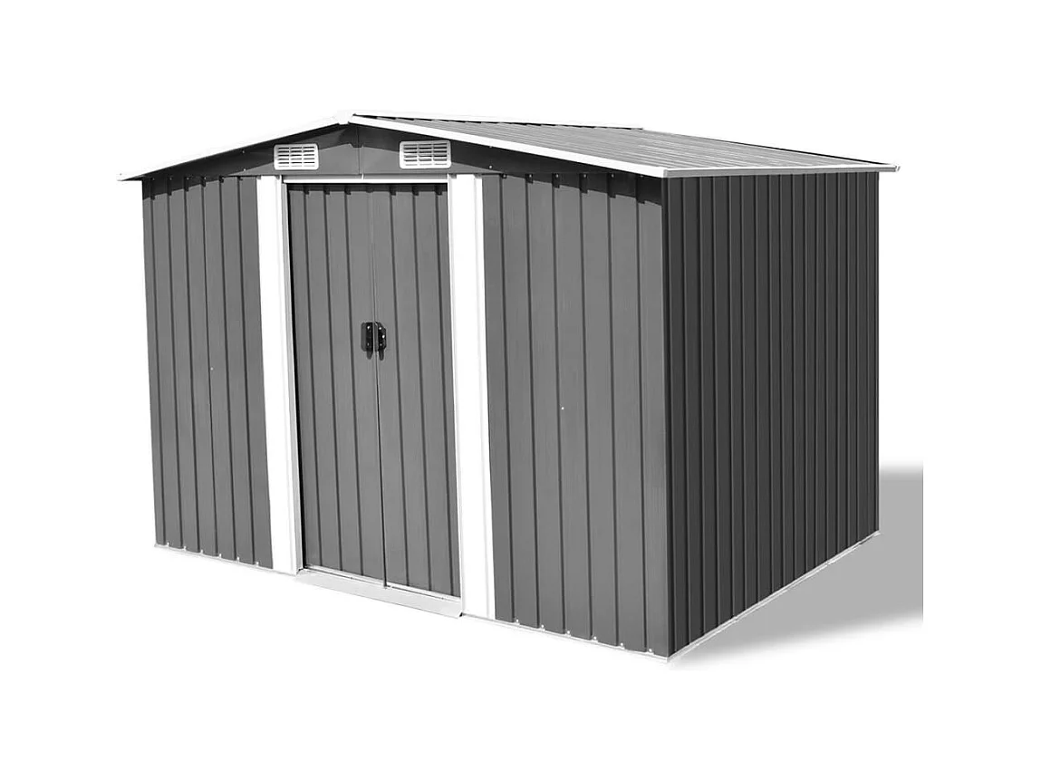 Abri de jardin cabane métal grise 257 x 205 x 178 cm 02_0022389