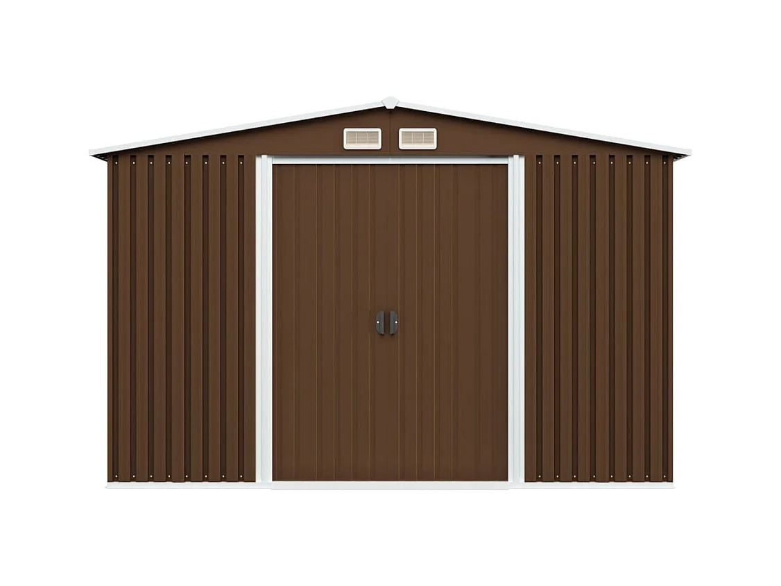 Abrigo de jardim, cabana, casa de armazenamento, galpão ao ar livre, ferramentas robustas 257 x 205 x 178 cm, aço marrom 02_0022387