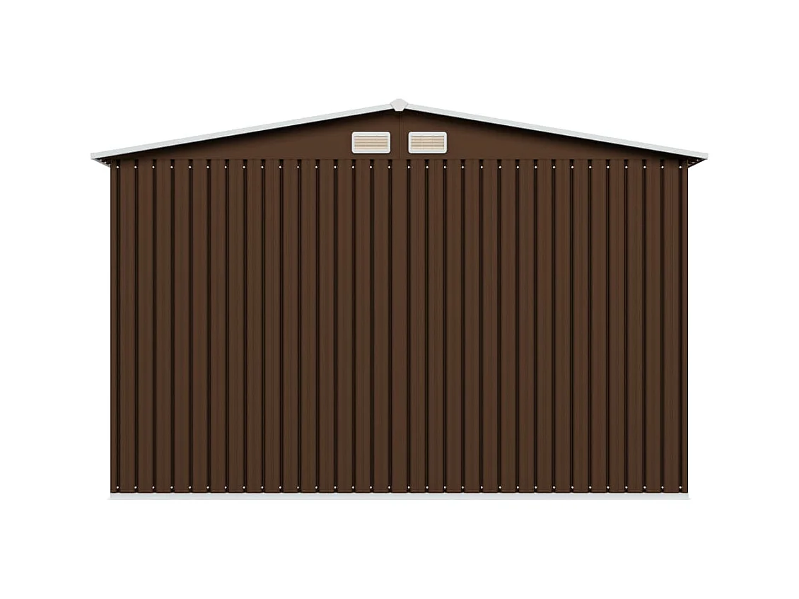 Abrigo de jardim, cabana, casa de armazenamento, galpão ao ar livre, ferramentas robustas 257 x 205 x 178 cm, aço marrom 02_0022387