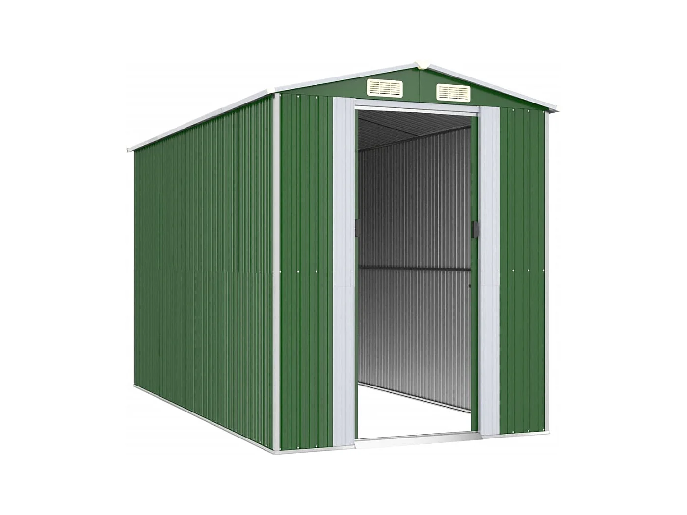 Casetta da giardino casetta per capanni casetta per ripostigli casetta per attrezzi da esterno robusta 192 x 357 x 223 cm acciaio zincato verde 02_0022363