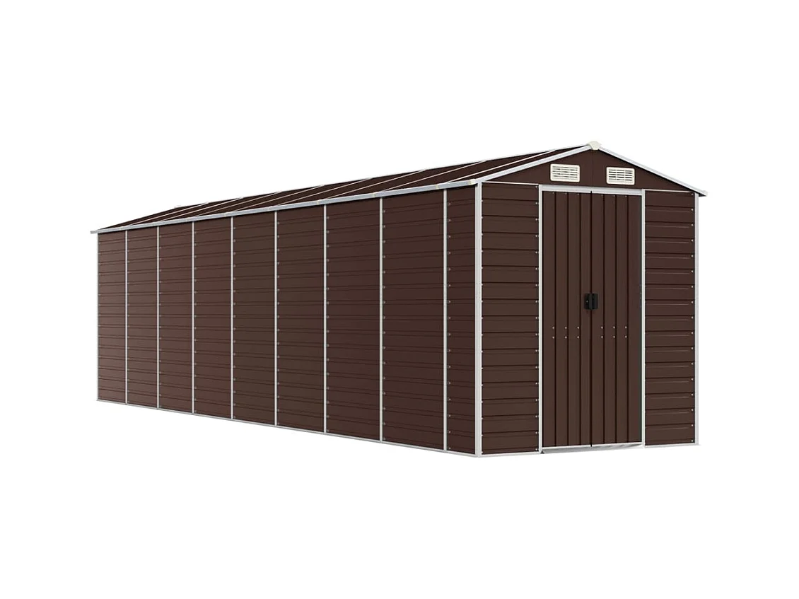 Casetta da giardino casetta per capanni casetta per riporre gli attrezzi casetta per esterni robusta 191 x 725 x 198 cm acciaio zincato marrone 02_0022275