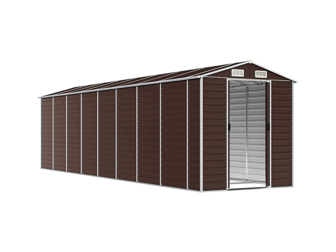 Casetta da giardino casetta per capanni casetta per riporre gli attrezzi casetta per esterni robusta 191 x 725 x 198 cm acciaio zincato marrone 02_0022275