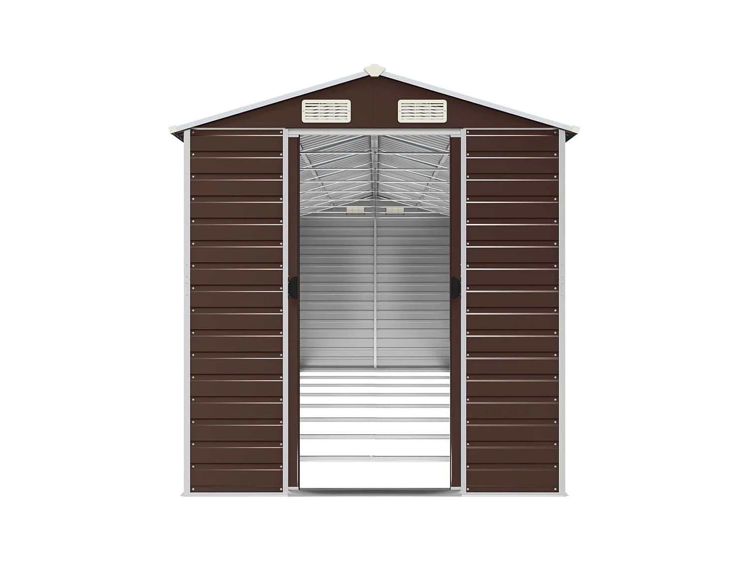 Casetta da giardino casetta per capanni casetta per riporre gli attrezzi casetta per esterni robusta 191 x 725 x 198 cm acciaio zincato marrone 02_0022275