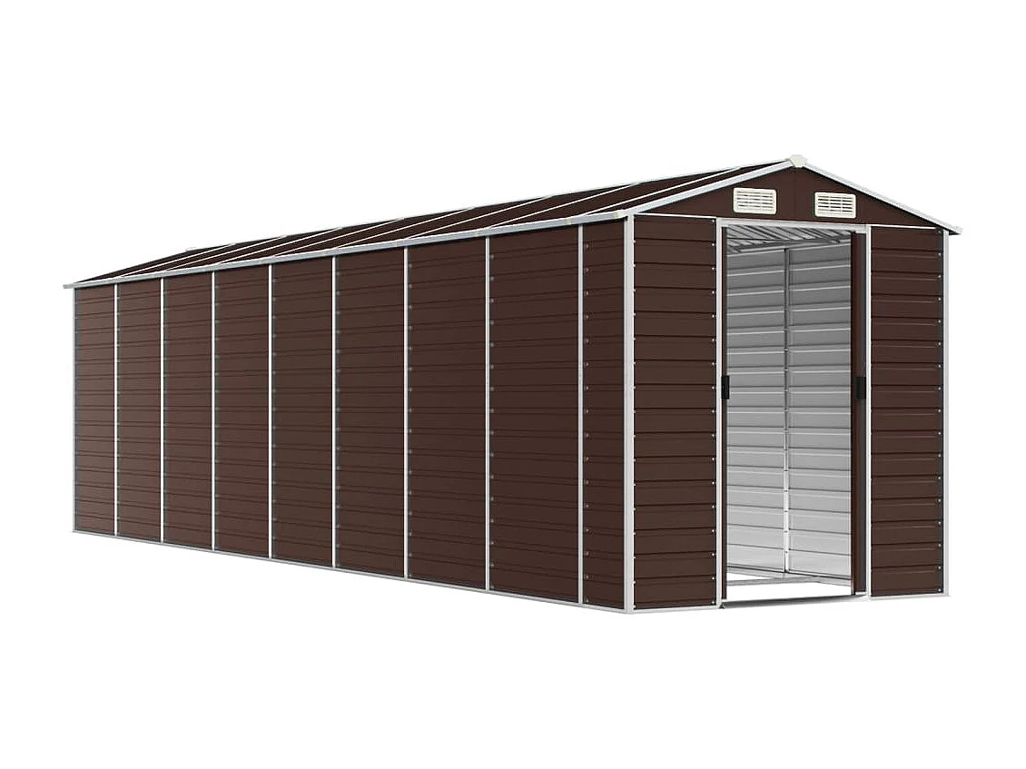 Casinha de jardim cabana depósito galpão externo galpão robusto para ferramentas 191 x 725 x 198 cm aço galvanizado marrom 02_0022275
