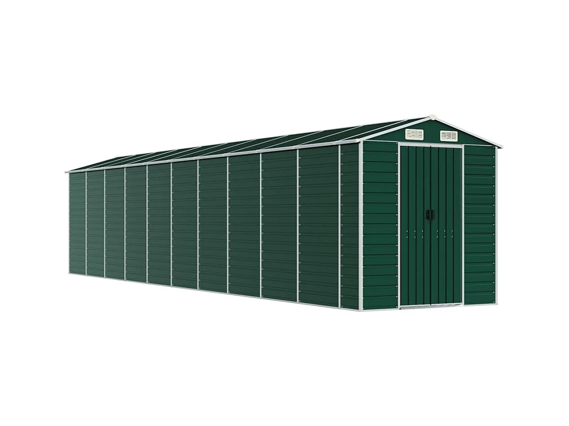 Abrigo de jardim, cabana, casa de armazenamento, galpão ao ar livre, ferramentas robustas 191 x 895 x 198 cm aço galvanizado verde 02_0022356