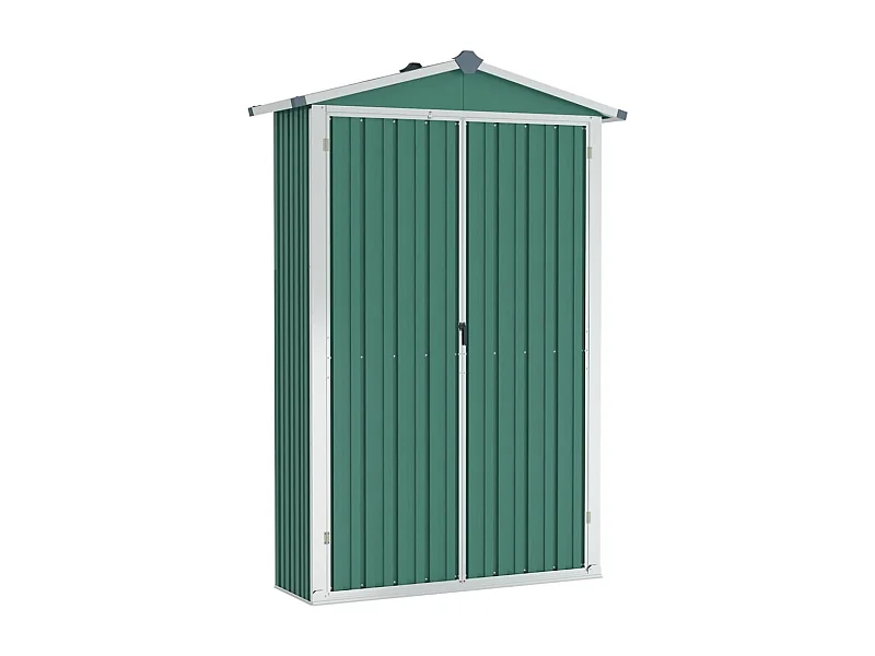 Abrigo de jardim, cabana, casa de armazenamento, galpão ao ar livre, ferramentas robustas 116 x 45 x 175 cm aço galvanizado verde 02_0022343