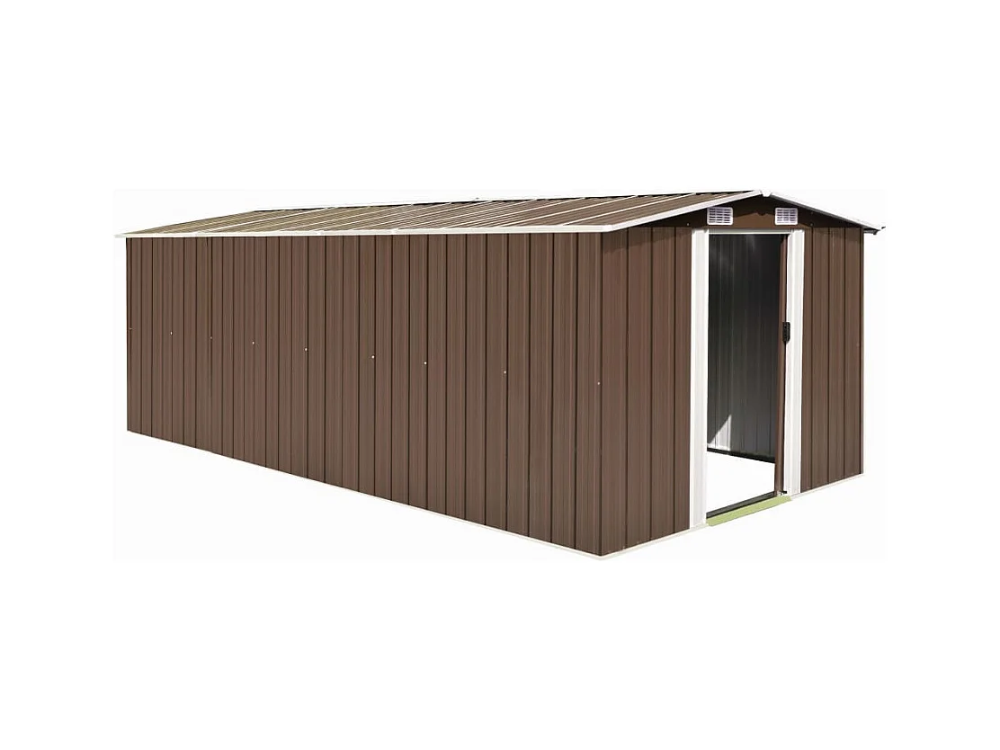 Abrigo de jardim, cabana, casa de armazenamento, galpão ao ar livre, ferramentas robustas 257 x 489 x 181 cm, metal marrom 02_0022172