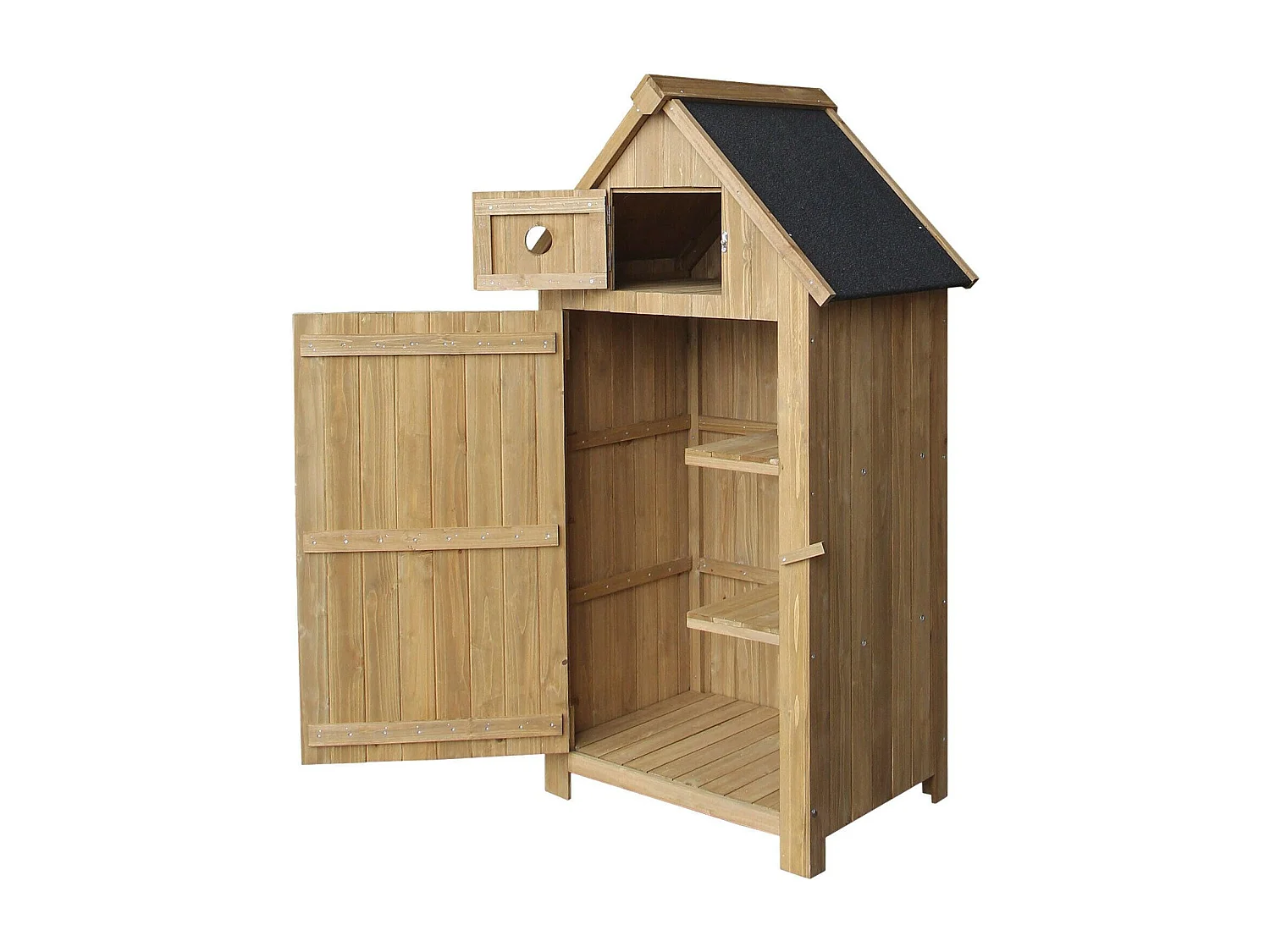 Caseta de jardín estrecha de madera de abeto con techo de betún 142 cm 16_0002171