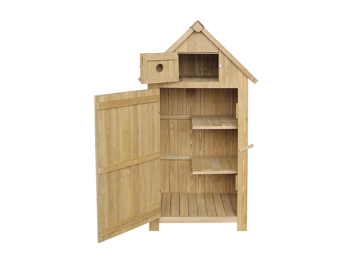 Caseta de jardín estrecha de madera de abeto con techo de betún 142 cm 16_0002171