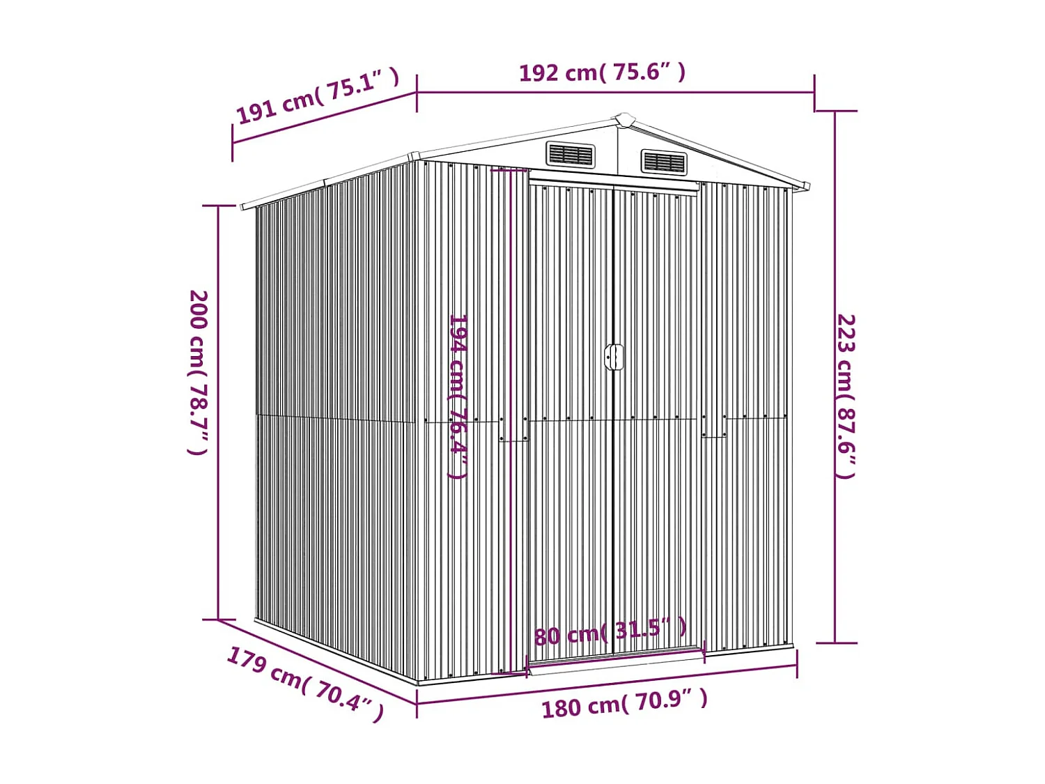 Abri de jardin cabane grise 192 x 191 x 223 cm 02_0022255