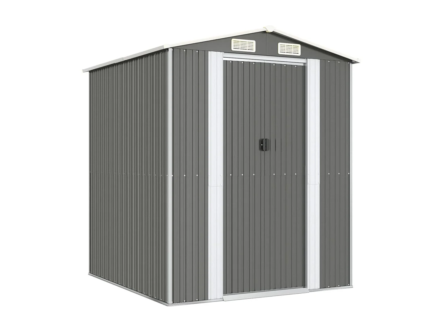 Casetta da giardino cabina ripostiglio capanno da esterno capanno per attrezzi robusta colore chiaro 192 x 191 x 223 cm acciaio zincato grigio 02_0022255