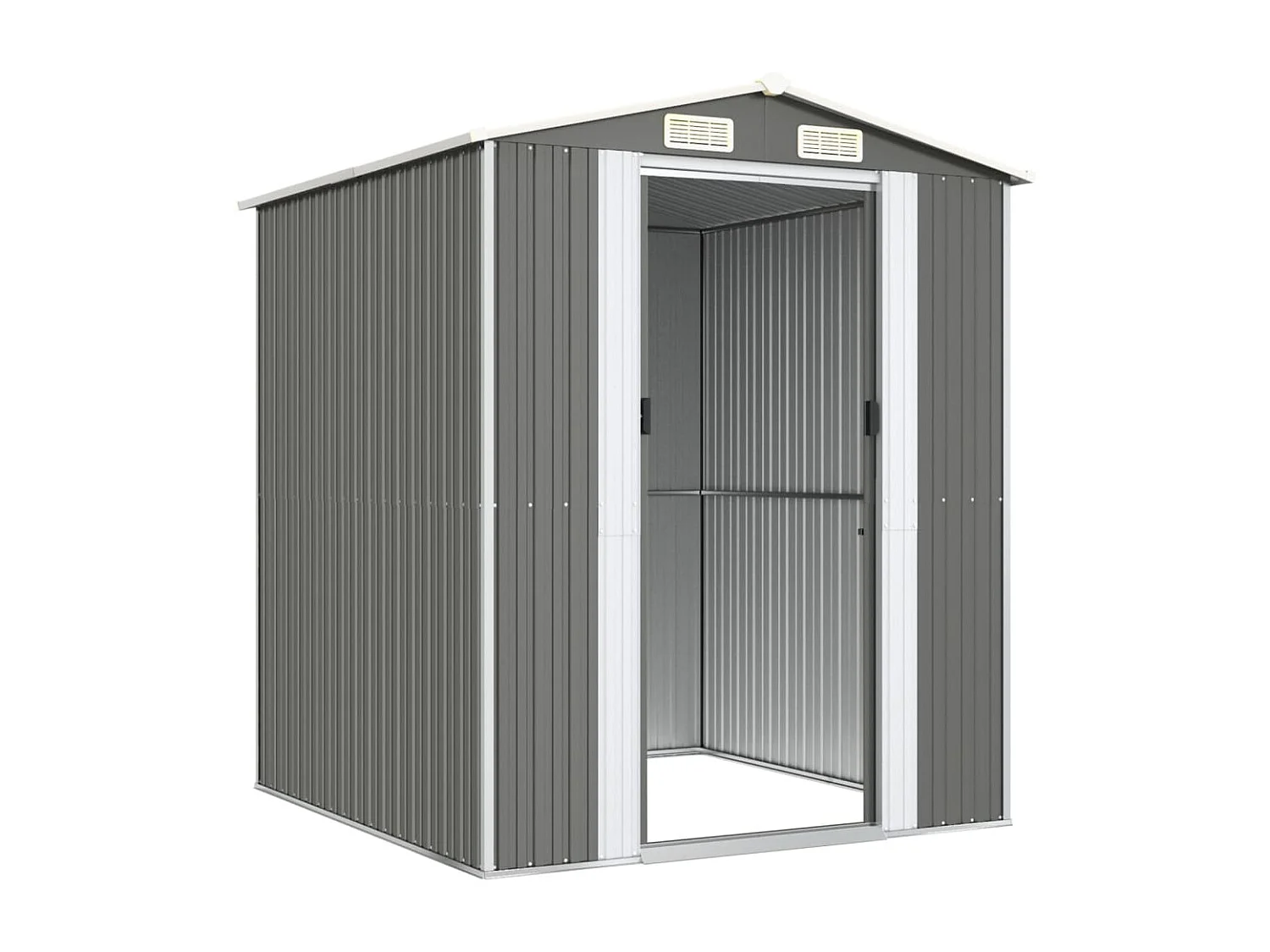 Casetta da giardino cabina ripostiglio capanno da esterno capanno per attrezzi robusta colore chiaro 192 x 191 x 223 cm acciaio zincato grigio 02_0022255