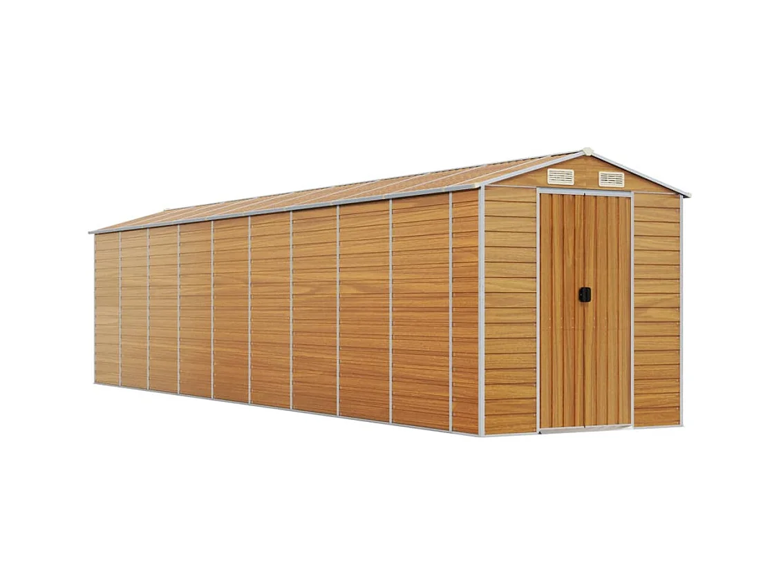 Galpão de jardim Cabine Galpão Casa de armazenamento Galpão ao ar livre Ferramentas Robusto Transparente 191 x 810 x 198 cm Aço Galvanizado Marrom 02_0022296