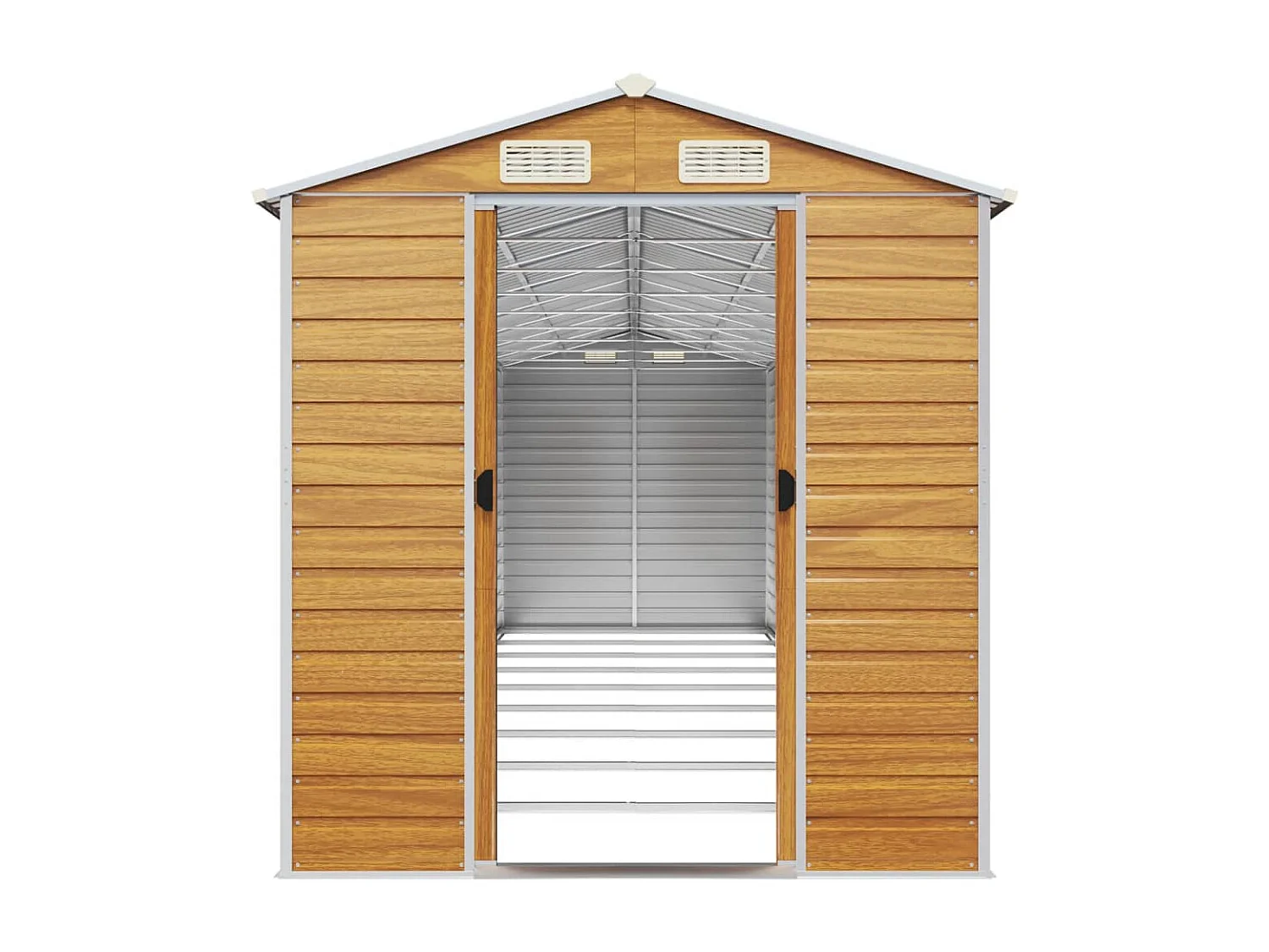 Galpão de jardim Cabine Galpão Casa de armazenamento Galpão ao ar livre Ferramentas Robusto Transparente 191 x 810 x 198 cm Aço Galvanizado Marrom 02_0022296