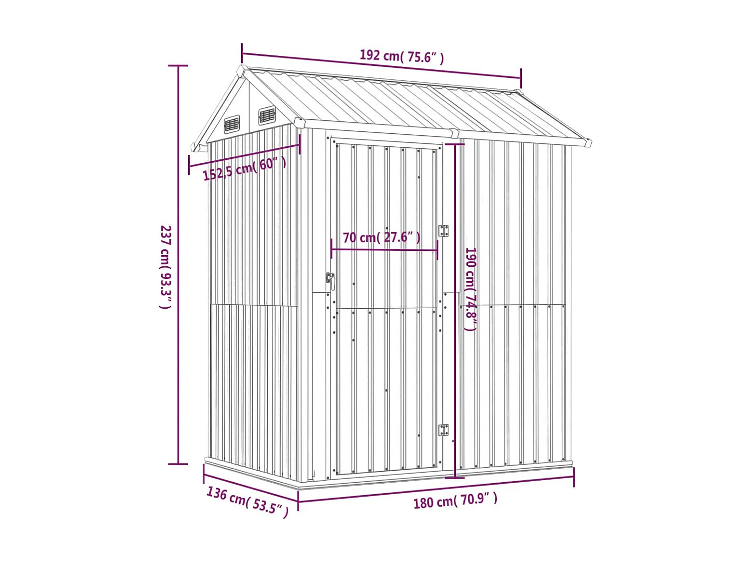 Abri de jardin cabane grise 192 x 152.5 x 237 cm 02_0022254