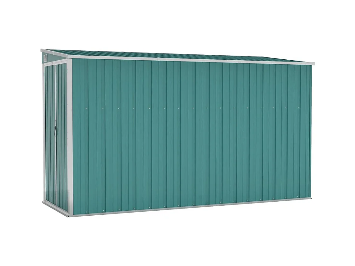 Abrigo de jardim galpão de armazenamento galpão de armazenamento ao ar livre ferramentas robusto de parede 118 x 288 x 178 cm aço galvanizado verde 02_0022339