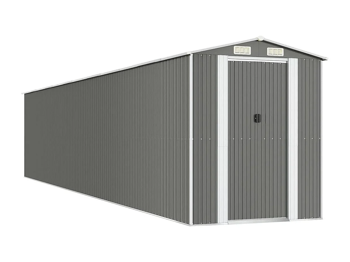 Casetta da giardino cabina ripostiglio capanno da esterno capanno per attrezzi robusta colore chiaro 192 x 1021 x 223 cm acciaio zincato grigio 02_0022252