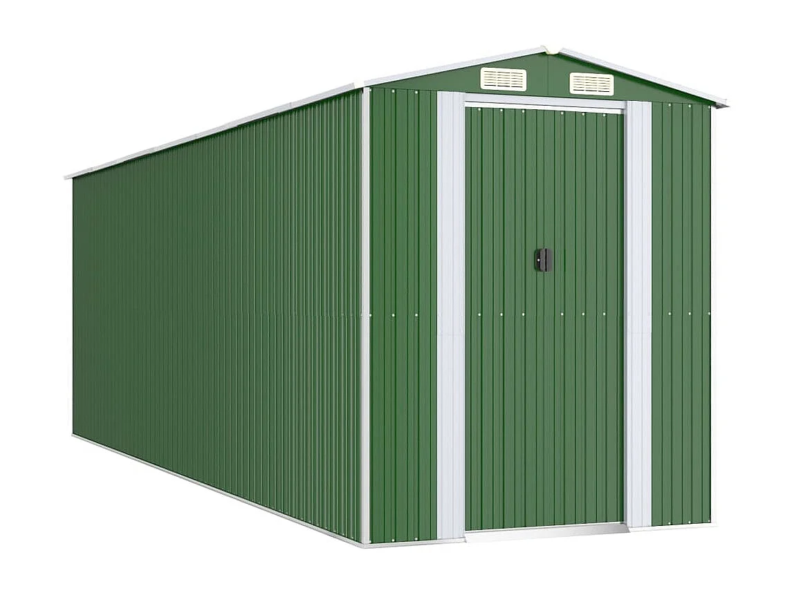 Abrigo de jardim, cabana, casa de armazenamento, abrigo ao ar livre, ferramentas robustas 192 x 606 x 223 cm aço galvanizado verde 02_0022366