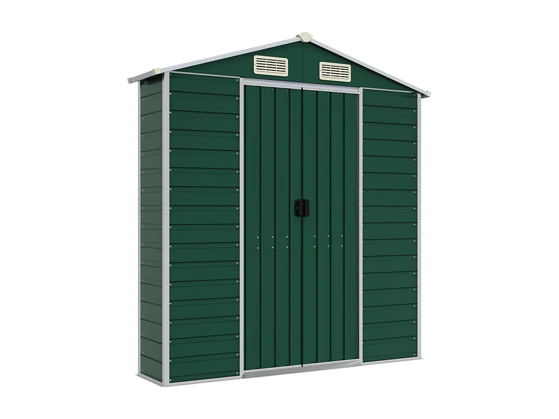 Abrigo de jardim, cabana, casa de armazenamento, galpão ao ar livre, ferramentas robustas 191 x 980 x 198 cm aço galvanizado verde 02_0022357