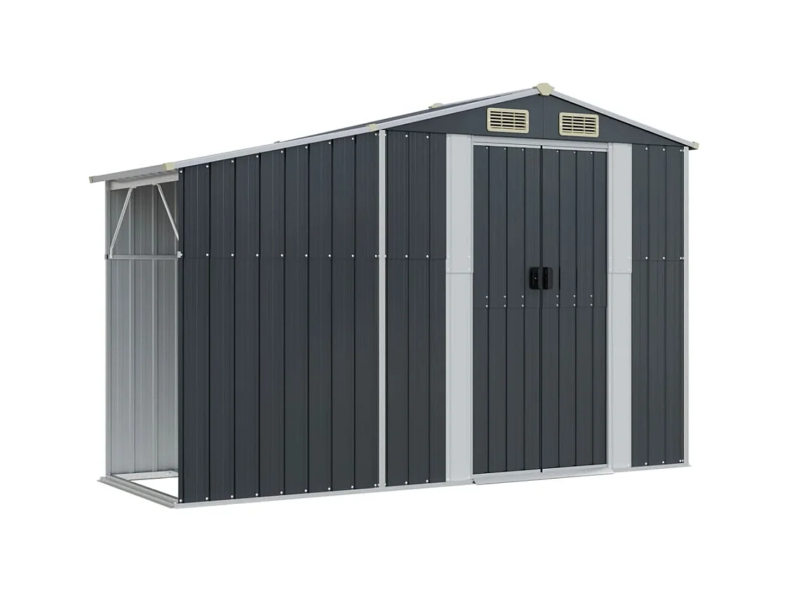 Abrigo de jardim, cabana, casa de armazenamento, galpão ao ar livre, ferramentas robustas, 277 x 93 x 179 cm, aço galvanizado antracite 02_0022214