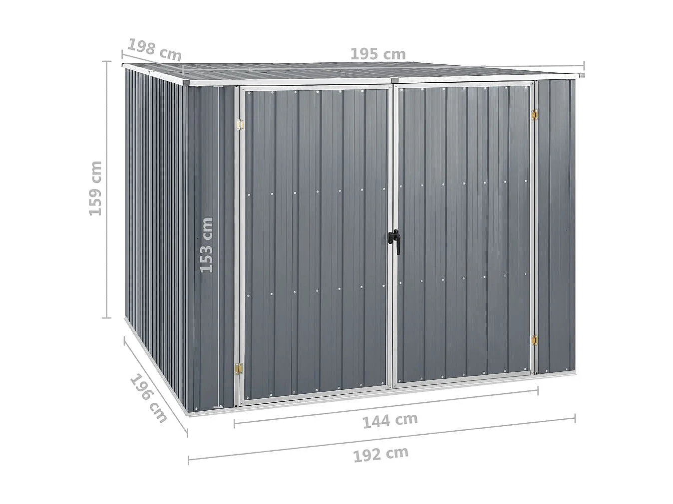 Casetta da giardino casetta per capanni casetta per riporre gli attrezzi casetta per esterni robusta 195 x 198 x 159 cm acciaio zincato grigio 02_0022231