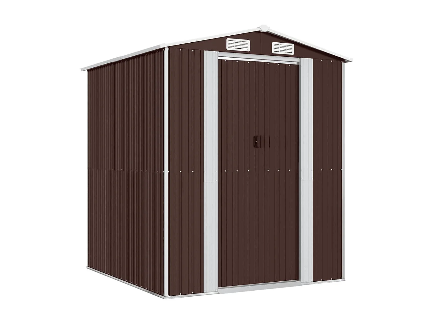 Galpão de jardim Cabine Galpão Casa de armazenamento Galpão ao ar livre Ferramentas Robusto Escuro 192 x 191 x 223 cm Aço galvanizado marrom 02_0022317