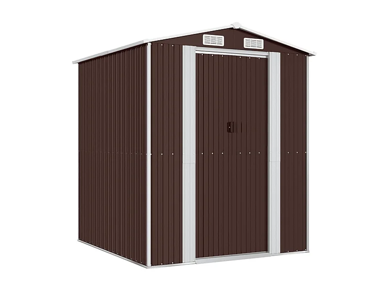 Galpão de jardim Cabine Galpão Casa de armazenamento Galpão ao ar livre Ferramentas Robusto Escuro 192 x 191 x 223 cm Aço galvanizado marrom 02_0022317