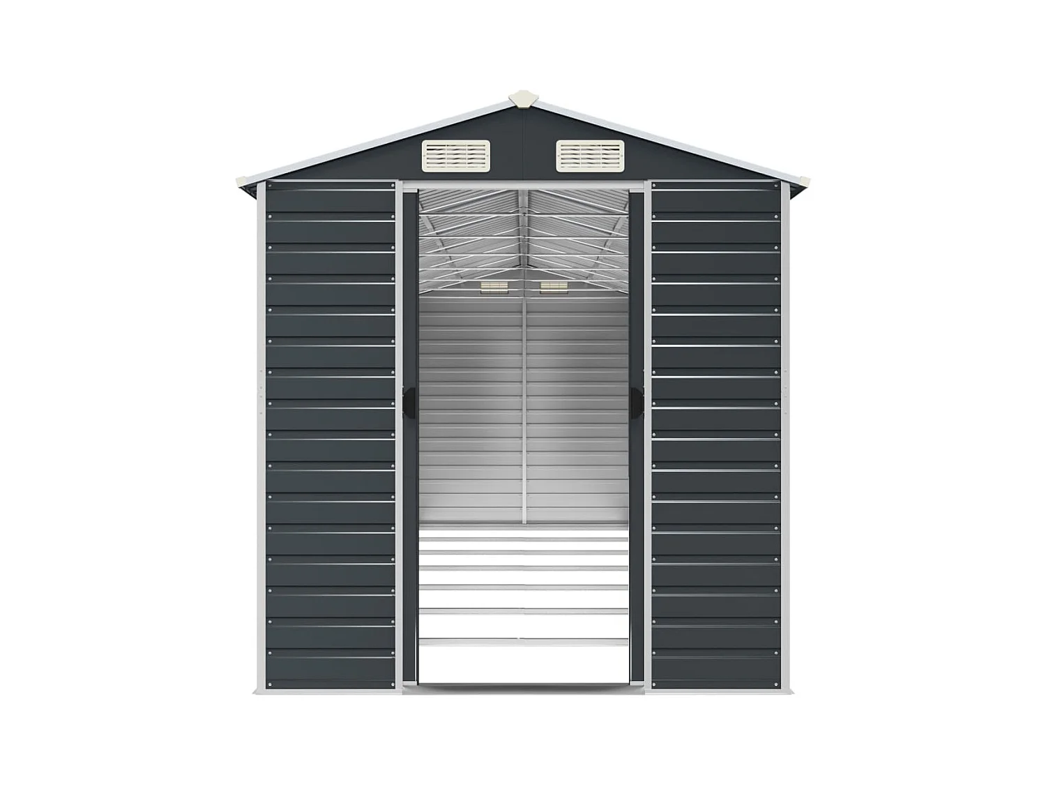 Casetta da giardino casetta ripostiglio casetta da esterno casetta per attrezzi robusta 191 x 640 x 198 cm acciaio zincato antracite 02_0022189