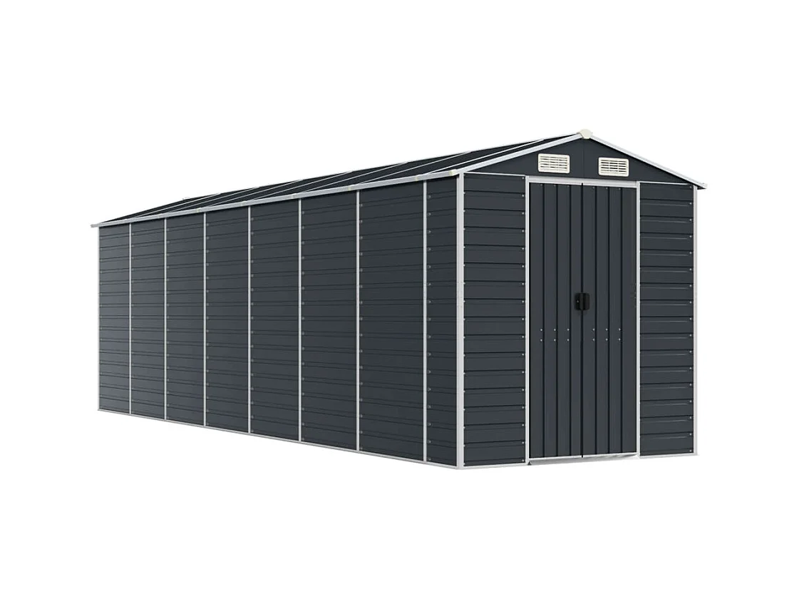 Abrigo de jardim, cabana, casa de armazenamento, galpão ao ar livre, ferramentas robustas 191 x 640 x 198 cm, aço galvanizado antracite 02_0022189