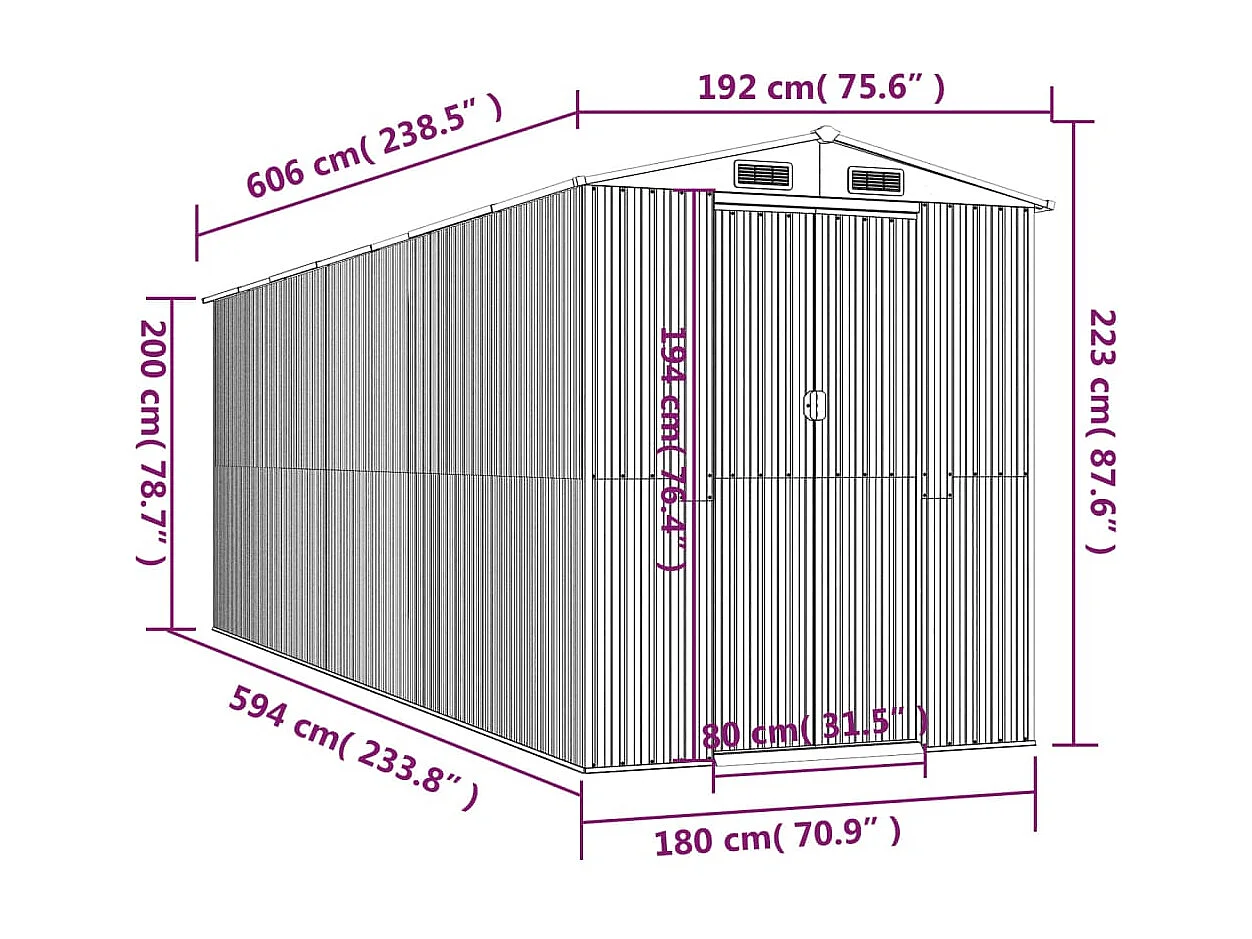 Abri de jardin cabane marron 192 x 606 x 223 cm 02_0022322